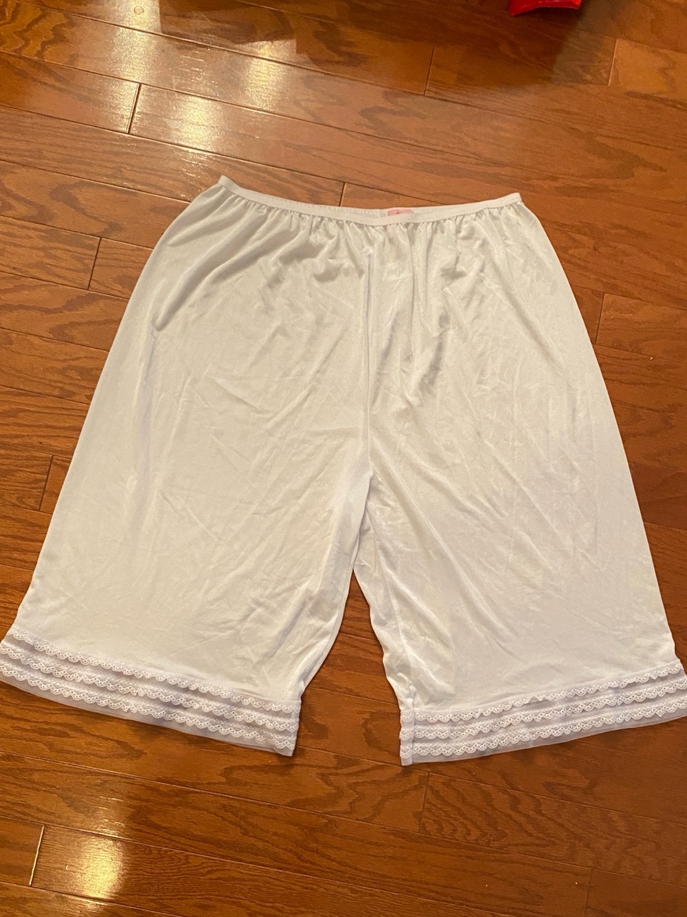 White Lace-Trim Long Half-Slip Shorts for Women